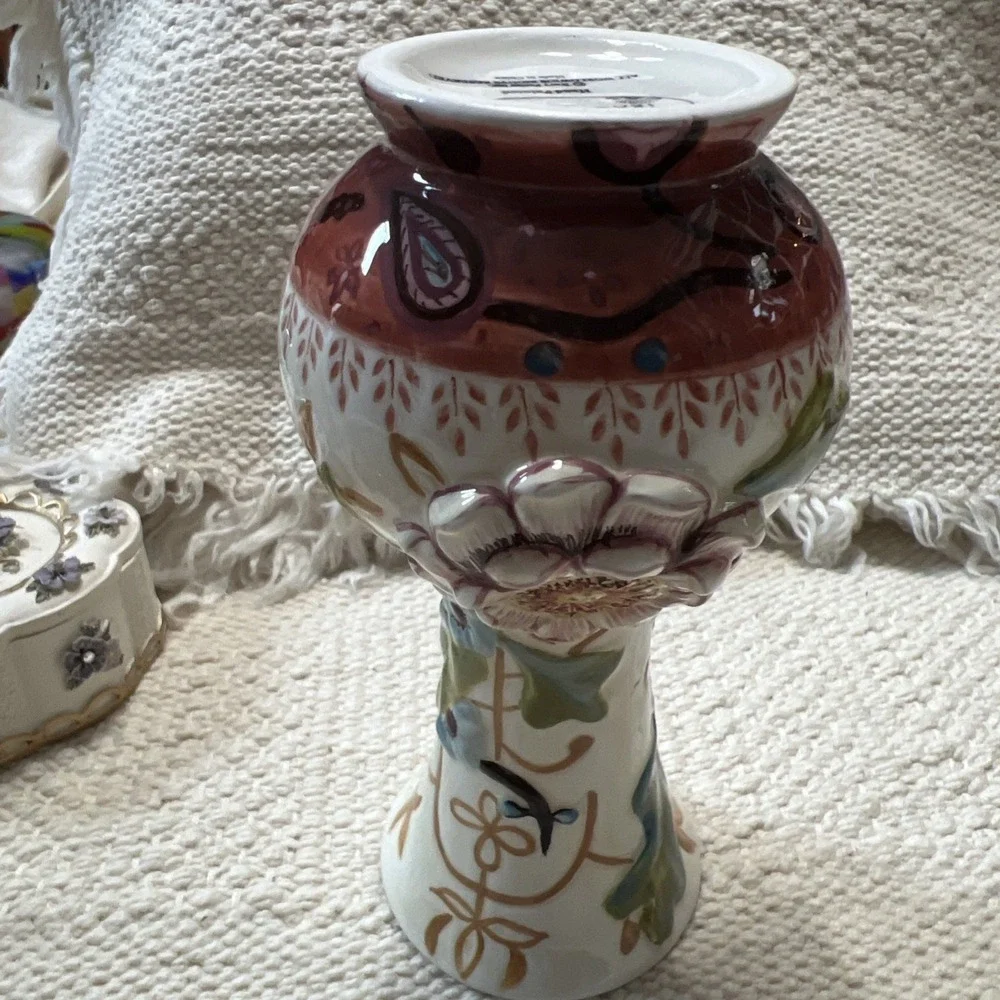 Tracy Potter Hand‎ Painted Floral Bud Vase